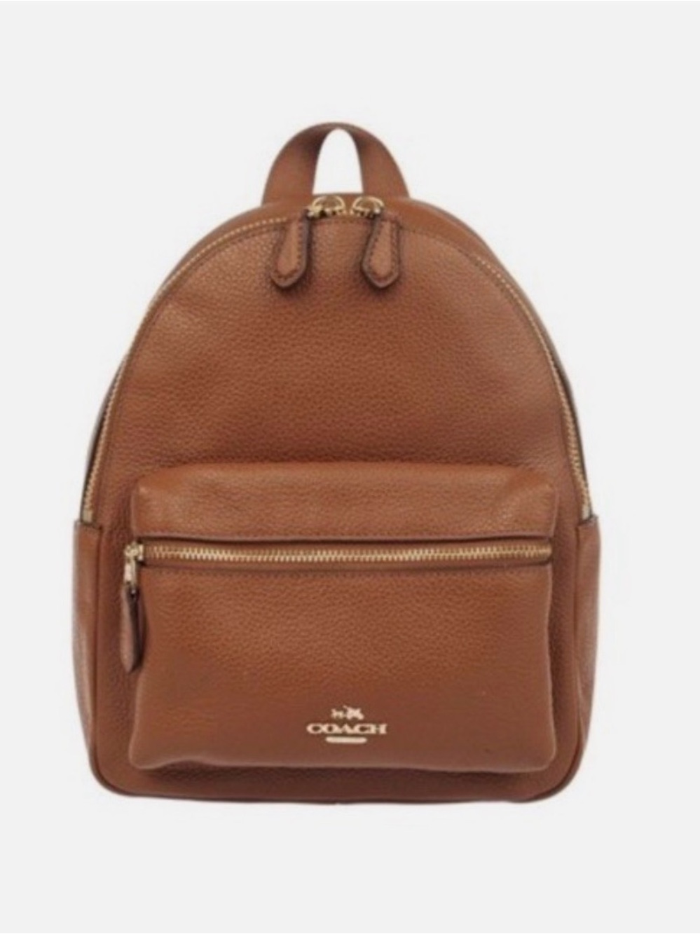 Coach Tan Pebbled Leather Mini Backpack with Gold Hardware
